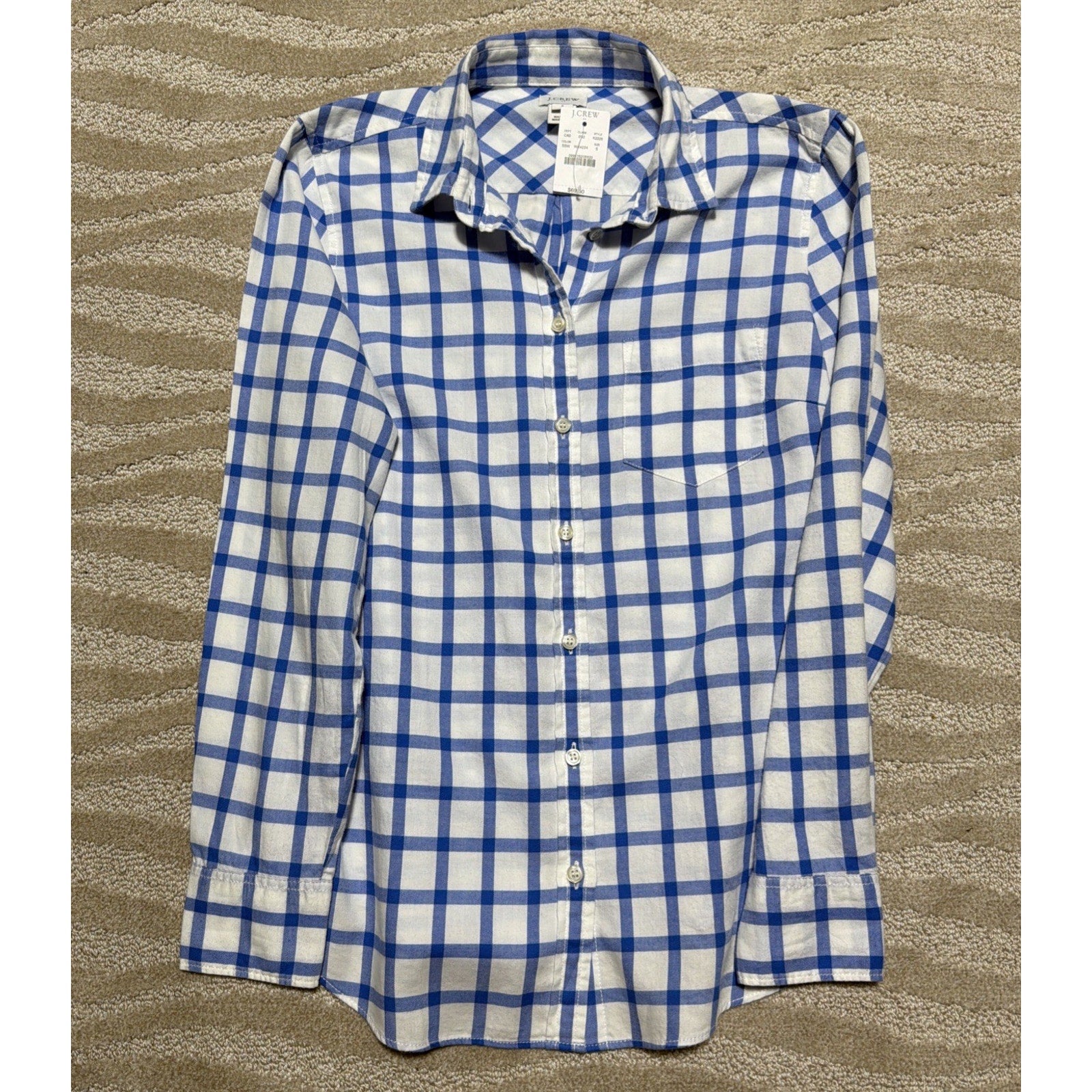 J. Crew Women’s Small Blue Check Plaid Lightweight Flannel NWT