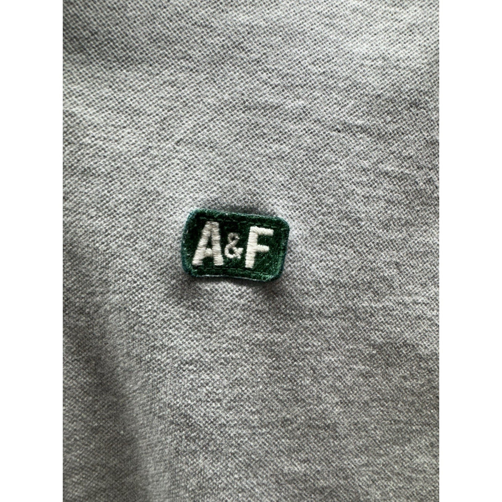 Abercrombie & Fitch Polo Mens XL Muscle Fit Logo Moose Gray With Green White