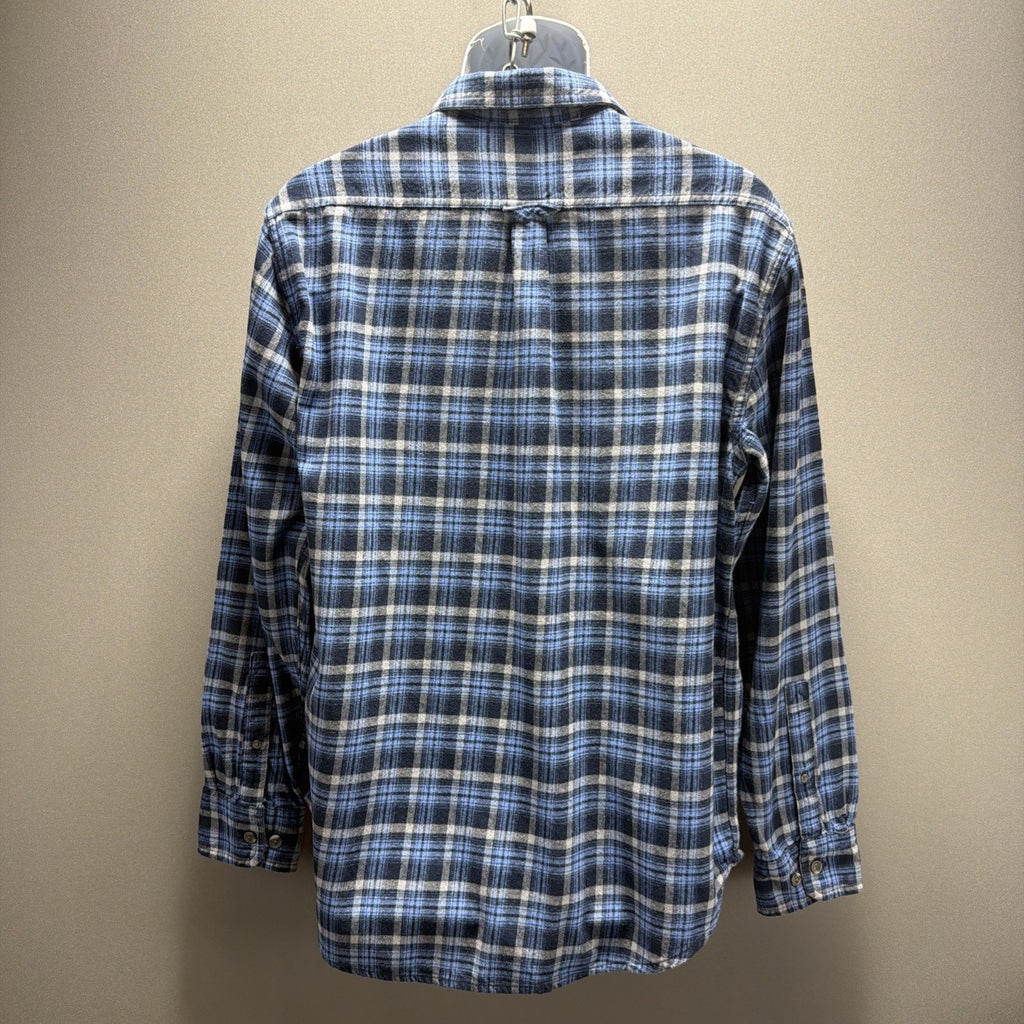 Eddie Bauer Men’s Size L 100% Cotton Flannel Blue Plaid Button Up Long Sleeve