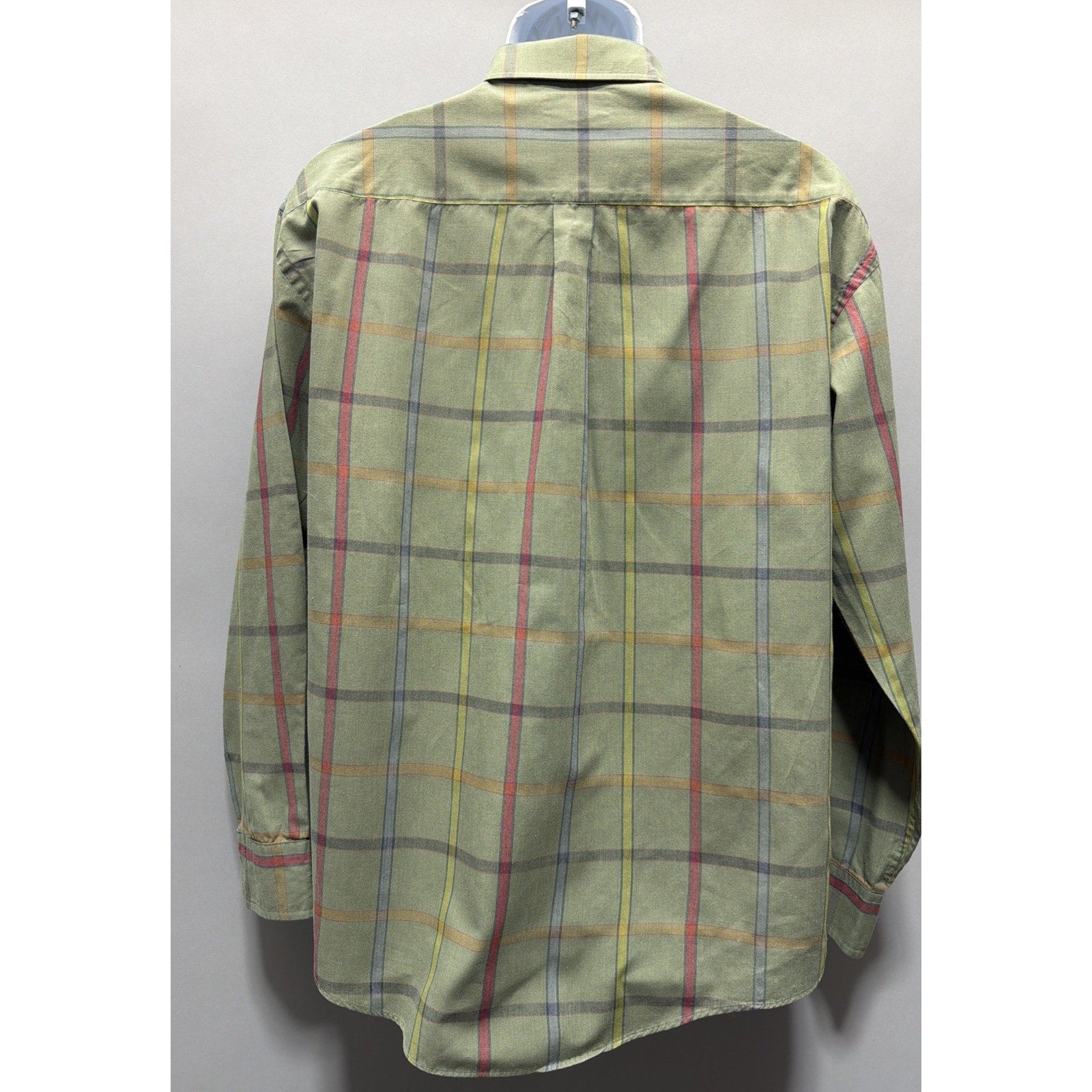 Vintage London Fog Plaid Dress Shirt Single Needle Tailored XL Cabincore