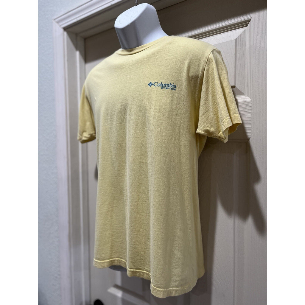 Columbia Men's PFG Tarpon Ale Yellow T-Shirt Size Medium Fishing Cotton