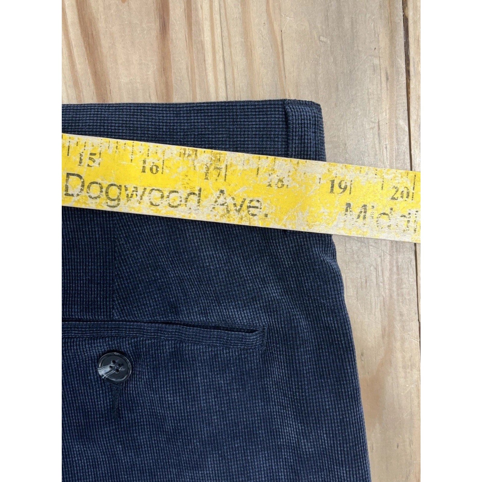 Alan Flusser Collection 38 x 32 Corded Microfiber Navy Blue Dress Pants
