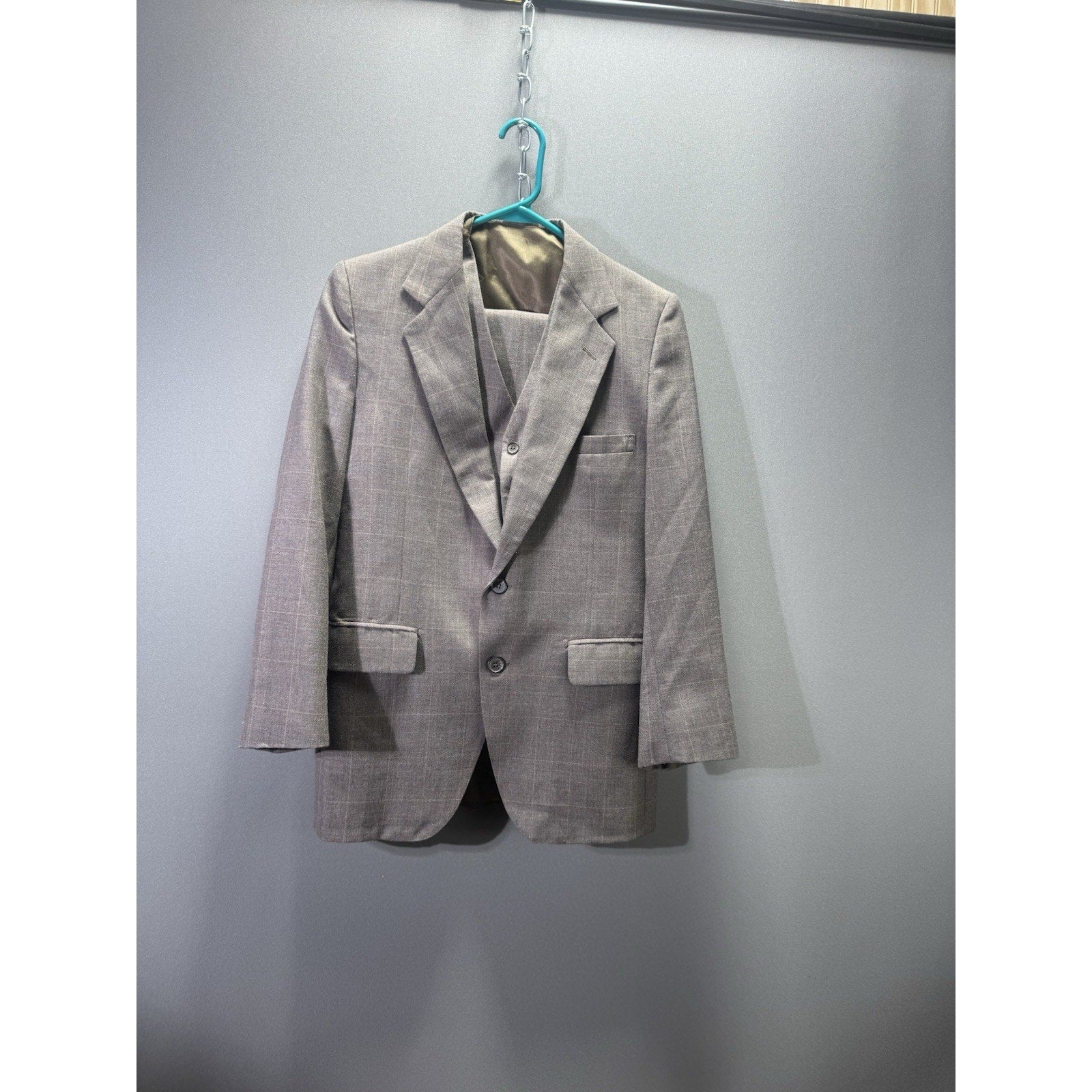 Vintage Christian Dior Jeune Homme Boys 3 Piece Suit Plaid Jacket Vest Pants