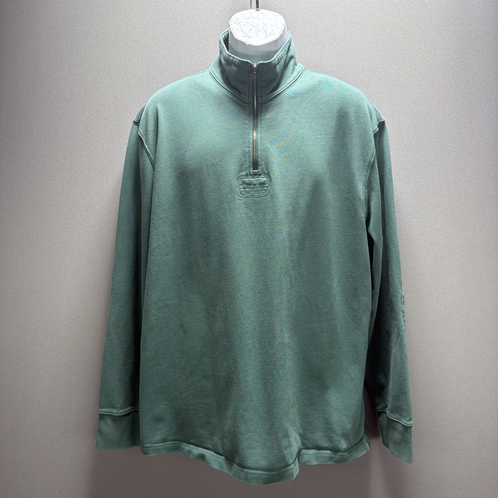 Vintage J Crew Sweater Mens XL 1/4 Zip Green Terry Pullover Y2K