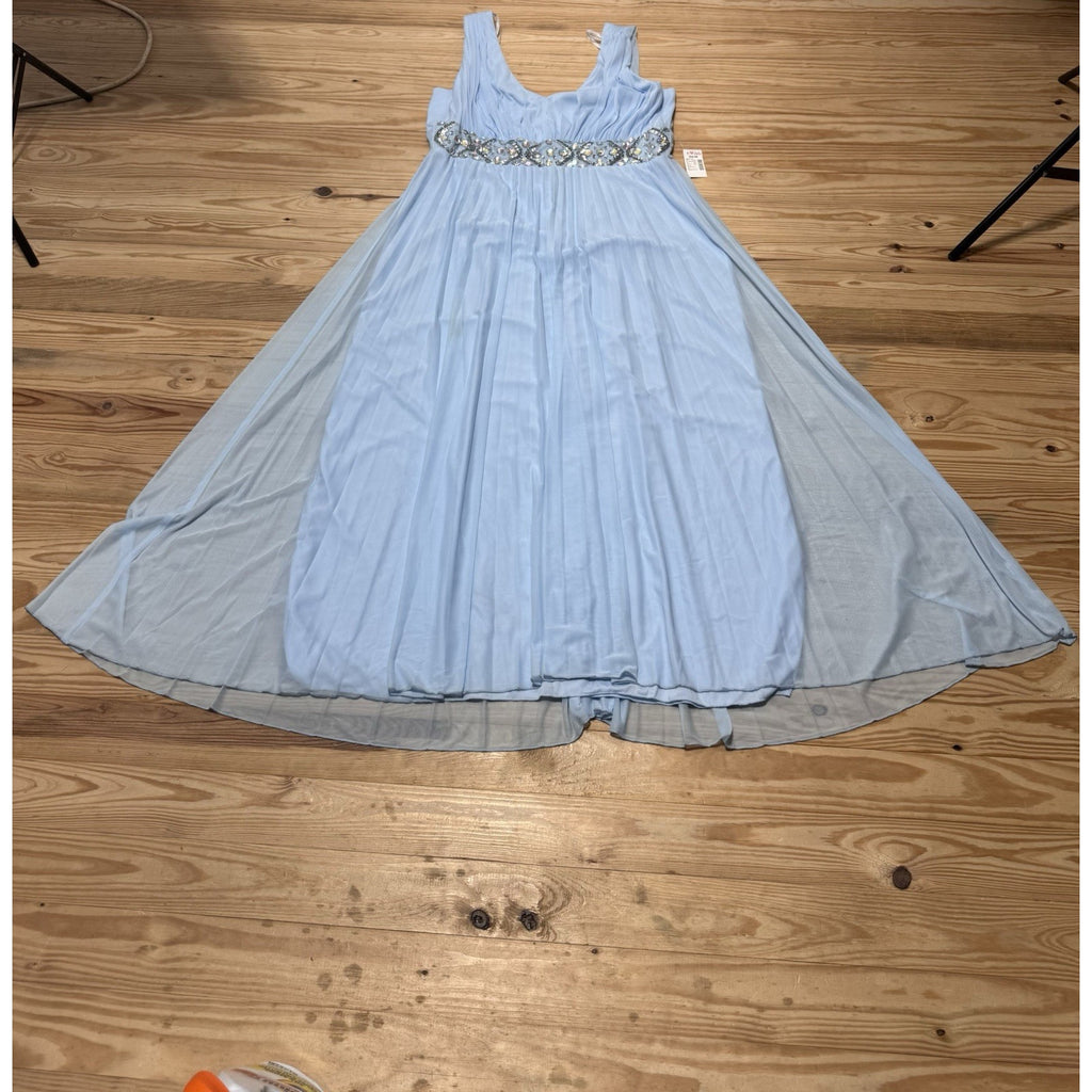 Deb Baby Blue Formal Dress Sheer Lined Sequins Dress Women’s Plus Size 18W NWT