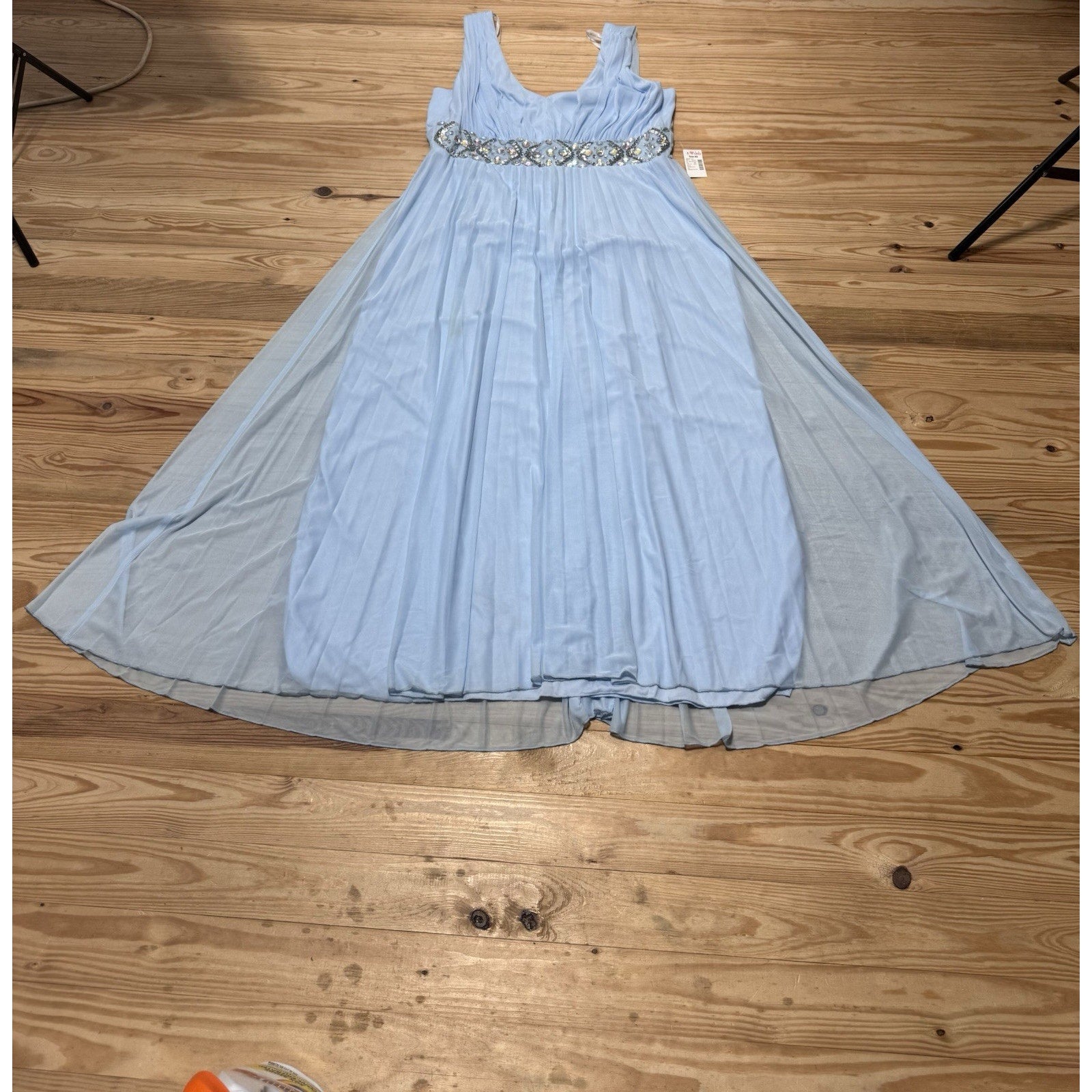 Deb Baby Blue Formal Dress Sheer Lined Sequins Dress Women’s Plus Size 18W NWT