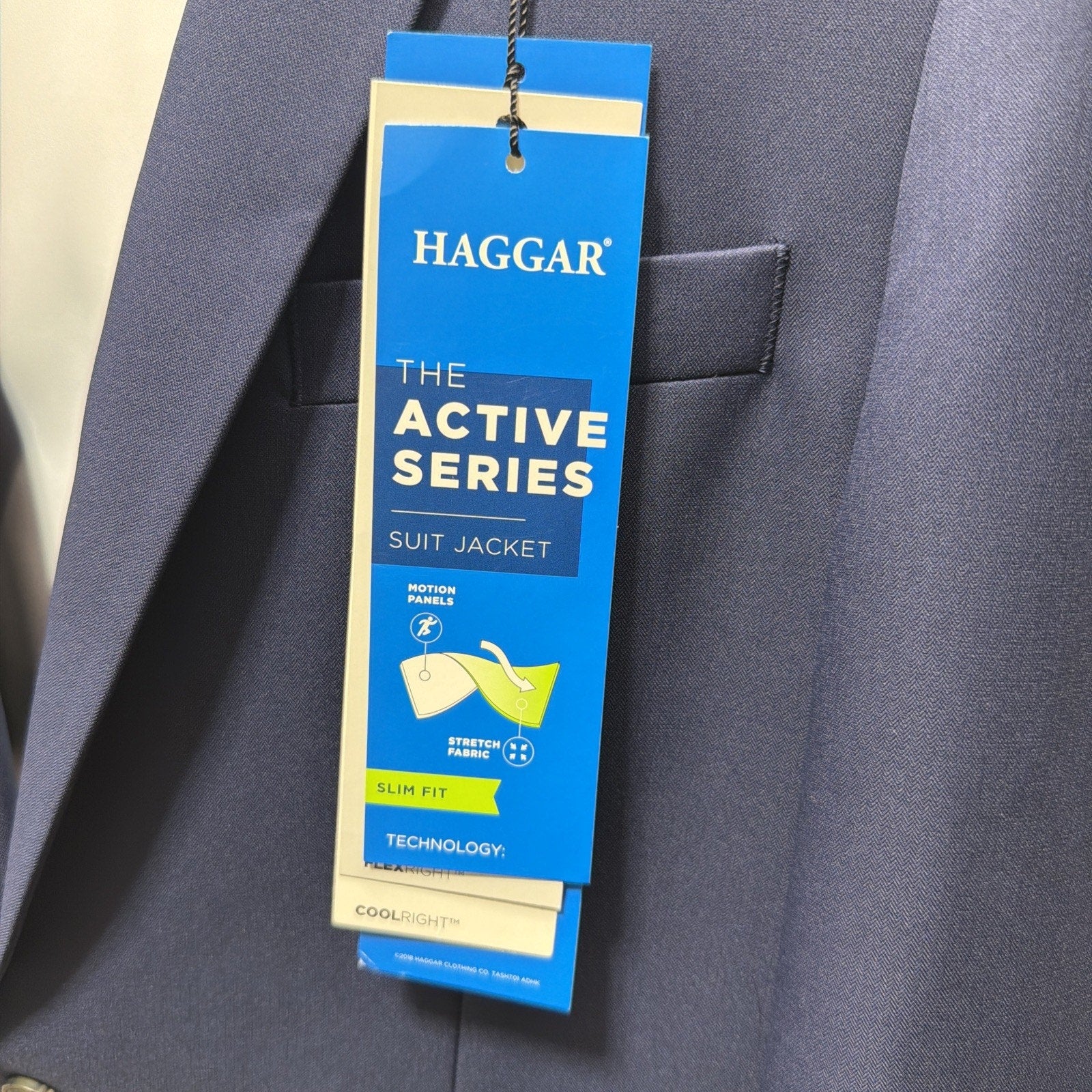 Haggar Active Series Suit Jacket Mens 42 Long Blue Slim Fit Stretch Blazer NWT