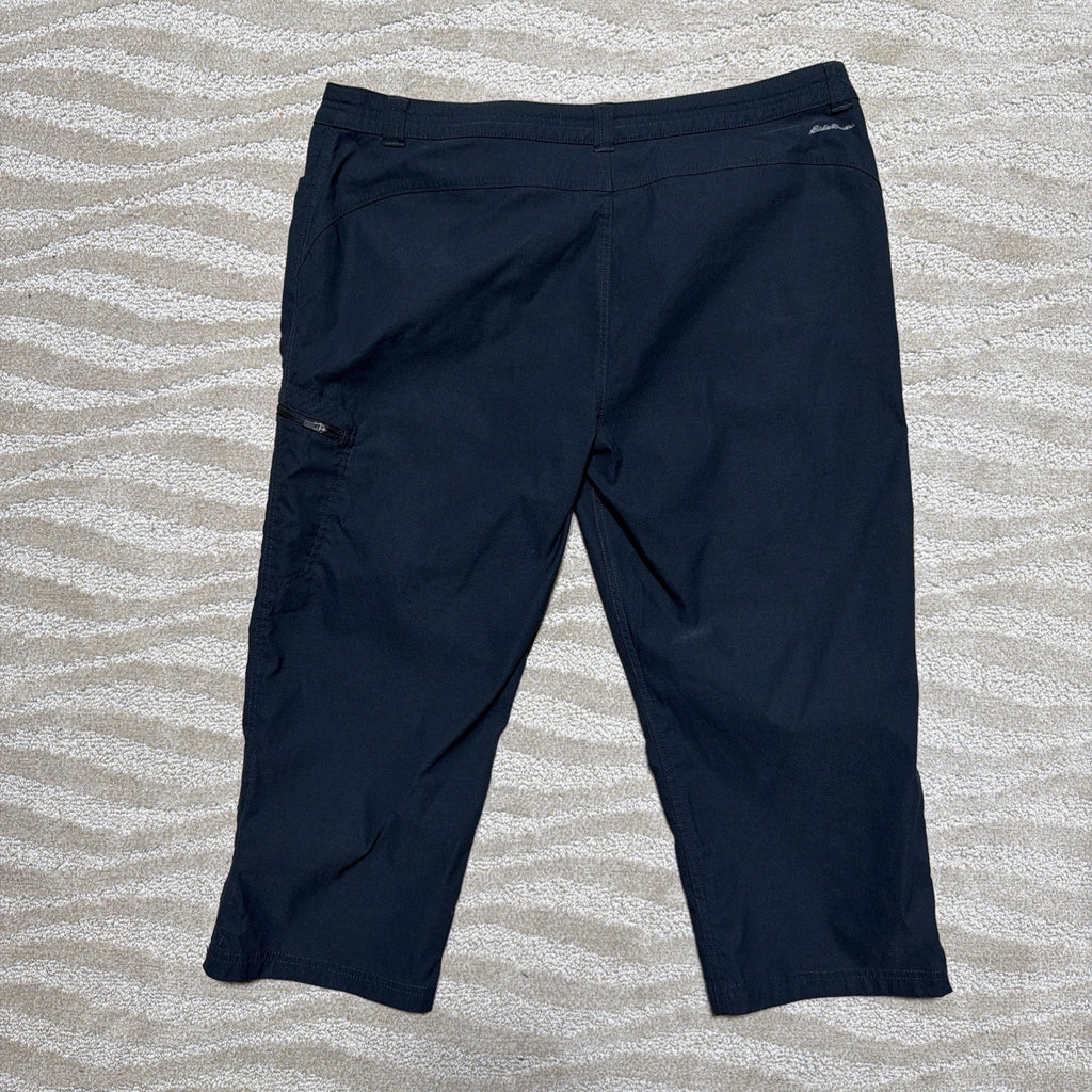 Eddie Bauer Tech Capri Pants Womens 14 Black Nylon Stretch Hiking UPF 50+