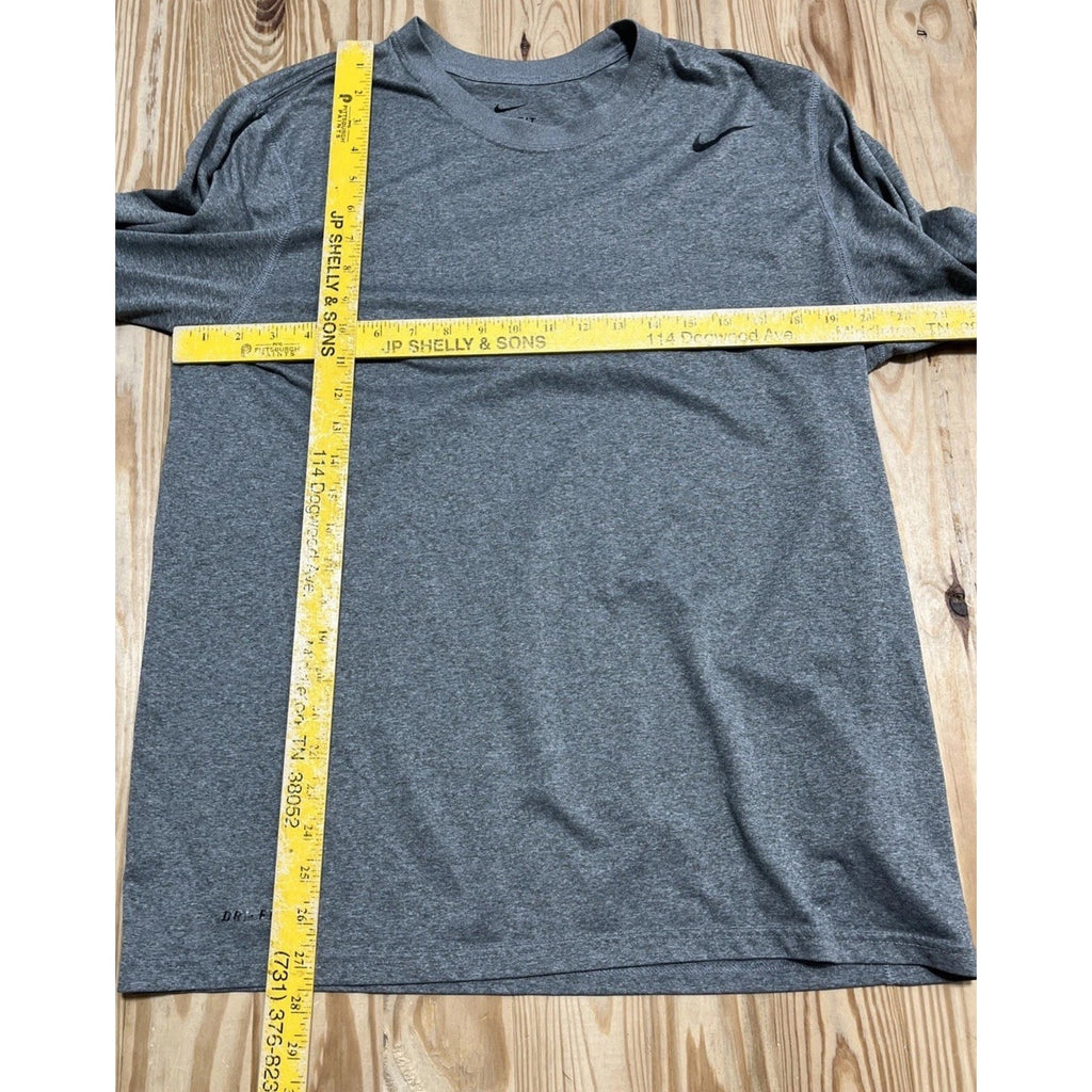 Mens Nike Dri Fit Training Long Sleeve Shirt Size L Gray Running Casual Gym Run