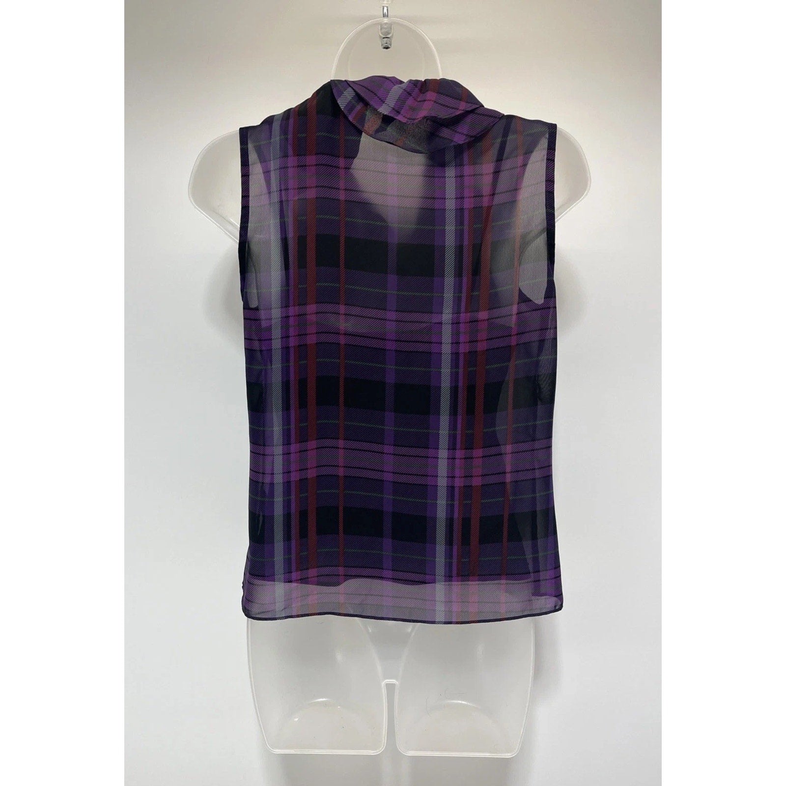 Ralph Lauren Top Womens 4 Petite Lined Ruffle Neck Shirt Cotton Sleeveless