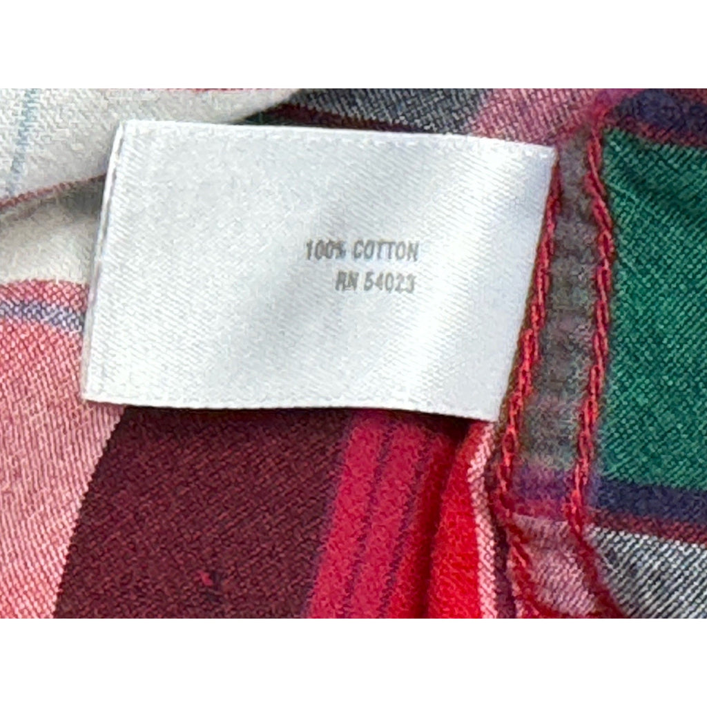 Old Navy Plaid Short Sleeve Red Green Slim Fit Shirt Men’s Size Medium Light