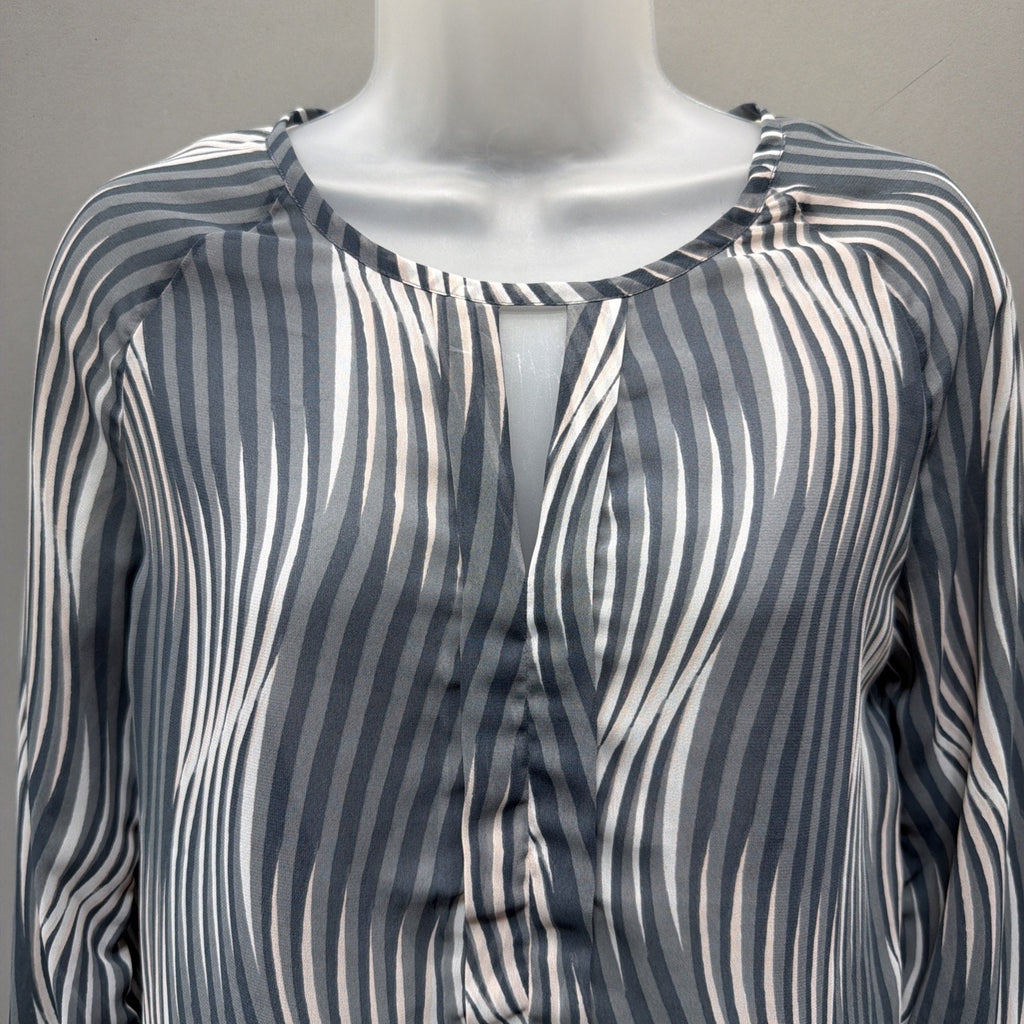 Banana Republic Sheer Blouse Zebra Print Arty Top Lightweight Flowy Shirt XS
