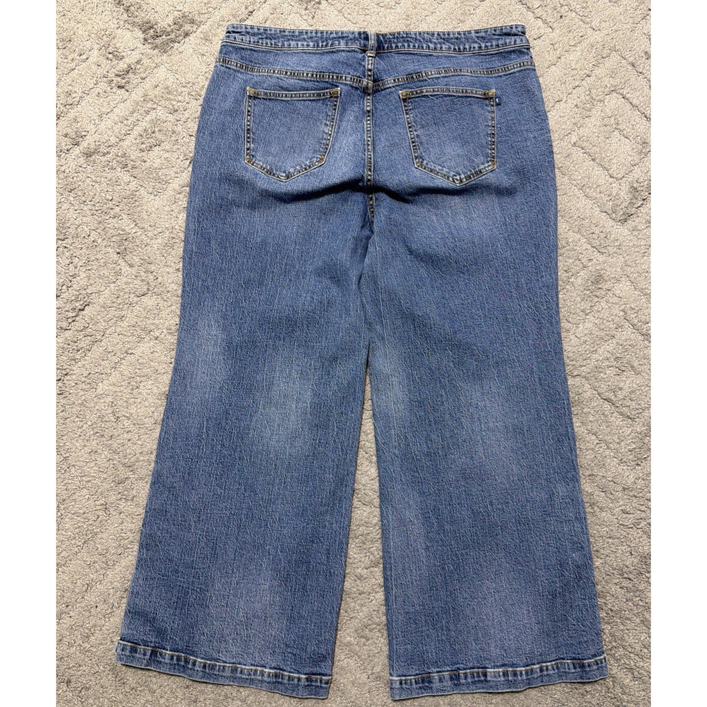 Anthropologie Pilcro Women's Plus Size 18 High Rise Wide Leg Blue Jeans Stretch