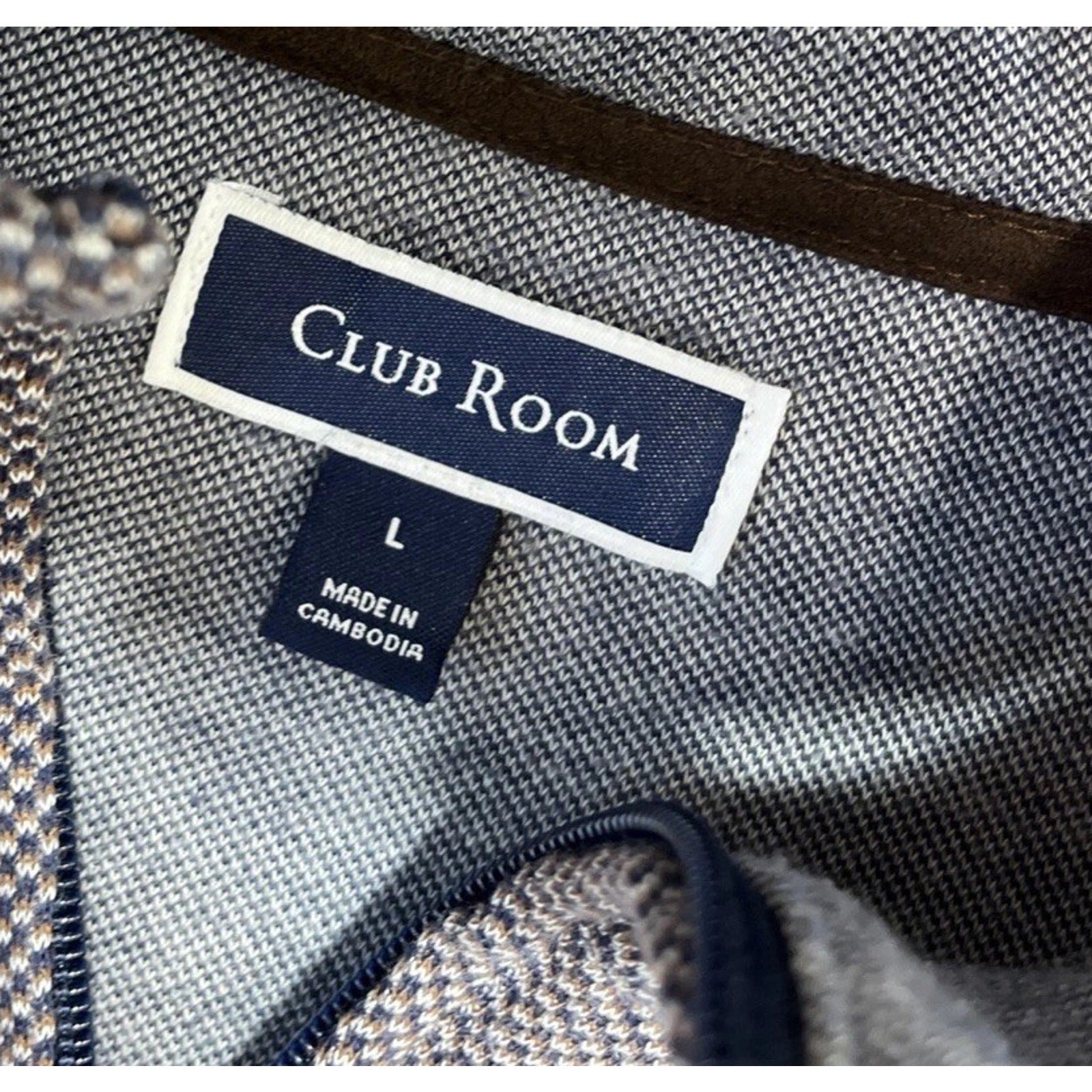 CLUB ROOM DOTTED GRAY LARGE HALF ZIP MOCK NECK SOFT SWEATER MENS