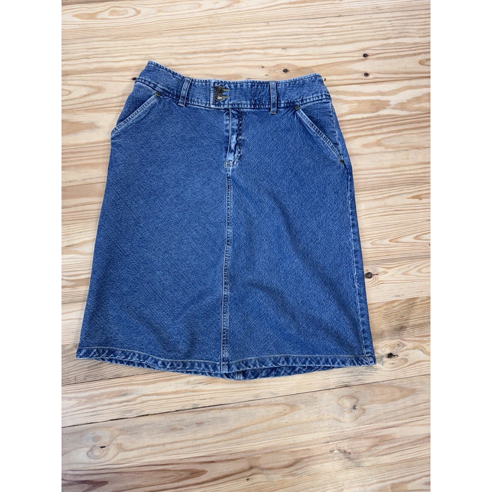 Vintage 90s Crazy Horse A-Line Denim Skirt Stretch Women’s Size 10