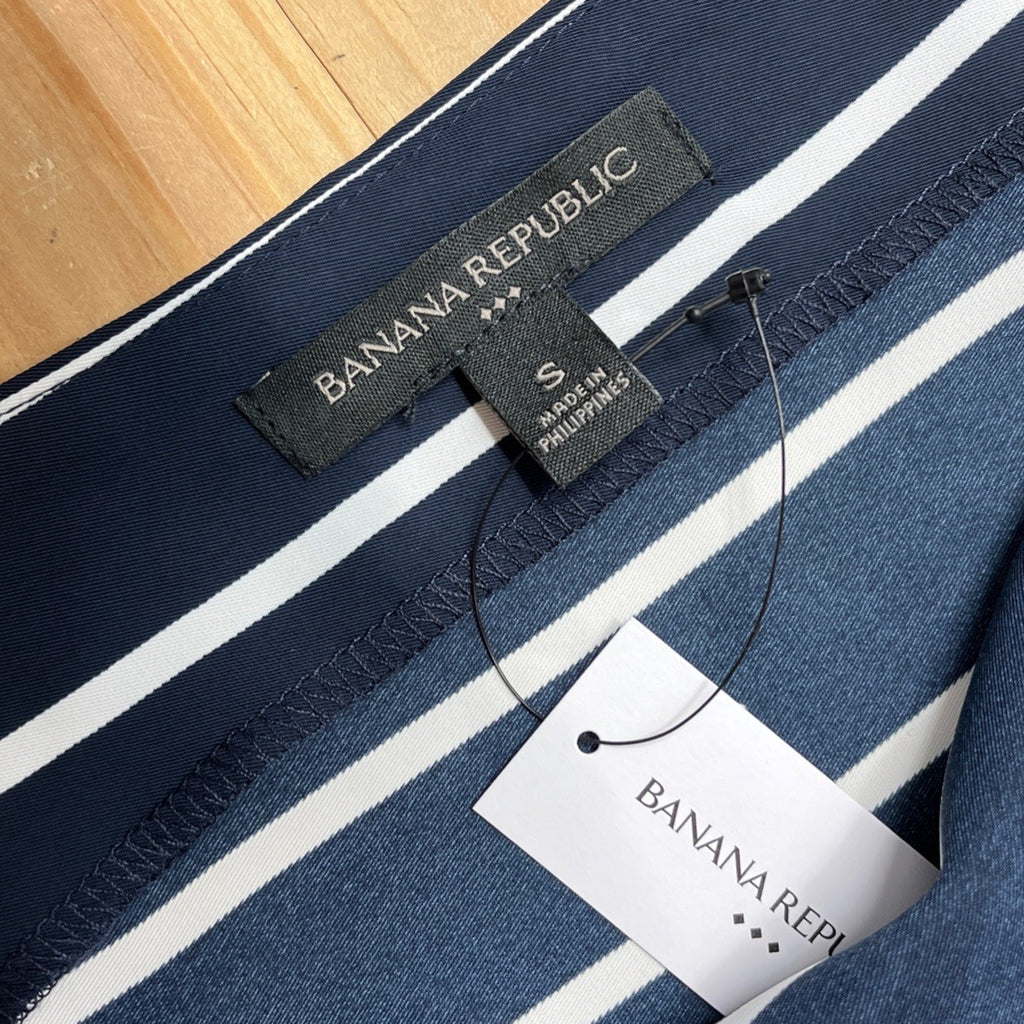 NWT Banana Republic Tank Top Womens Small Navy Stripe Tie Shoulder