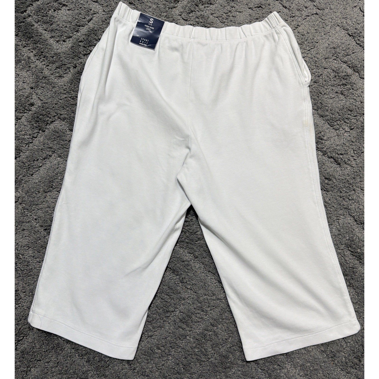 NEW Lands' End Sport Knit High Rise Pull On Capri Pants Pockets Women's S