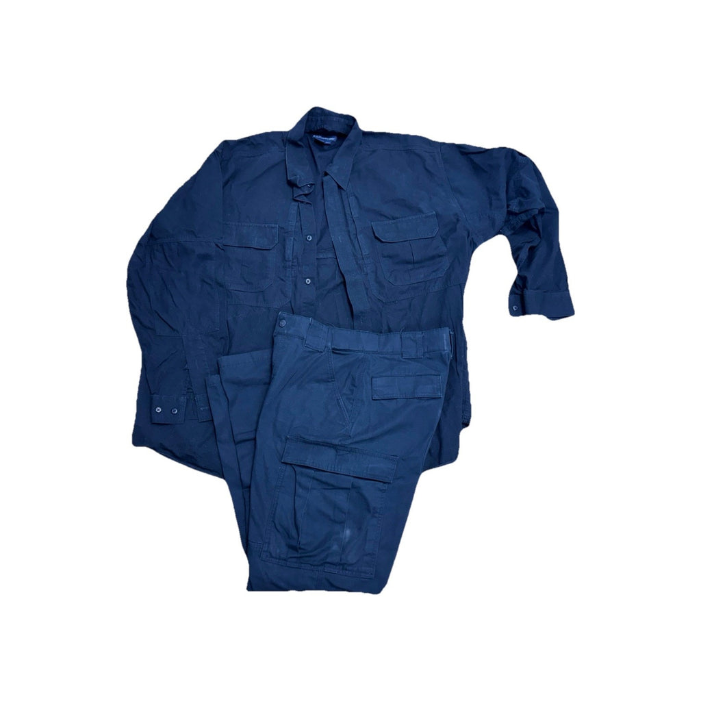 Tactical Midnight Navy TDU Shirt and Pant Set, Sz 2XL Shirt 31.5-35 Adj