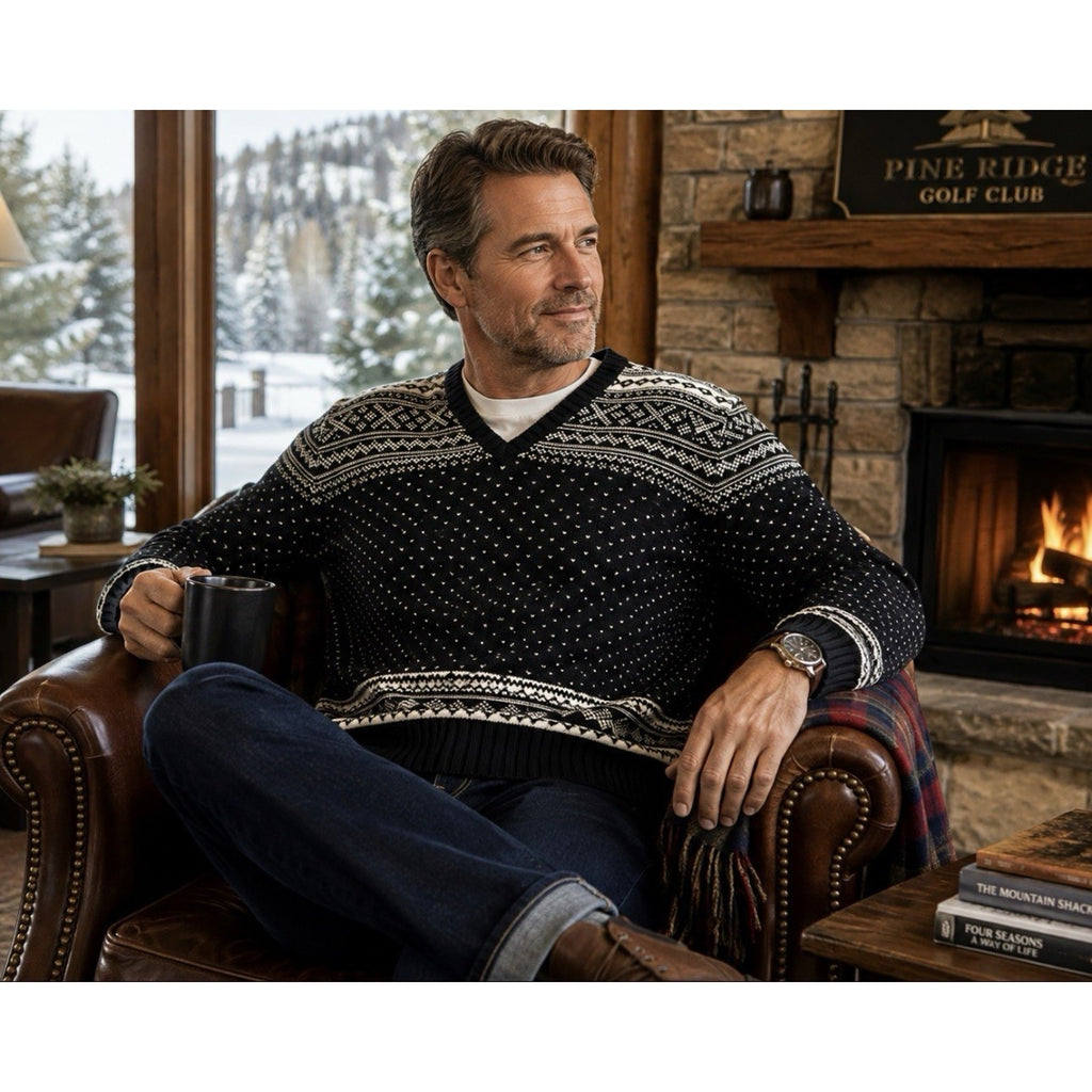 Vtg 90s Ralph Lauren American Living Ski Fair Isle Sweater Mens XL Black NWT