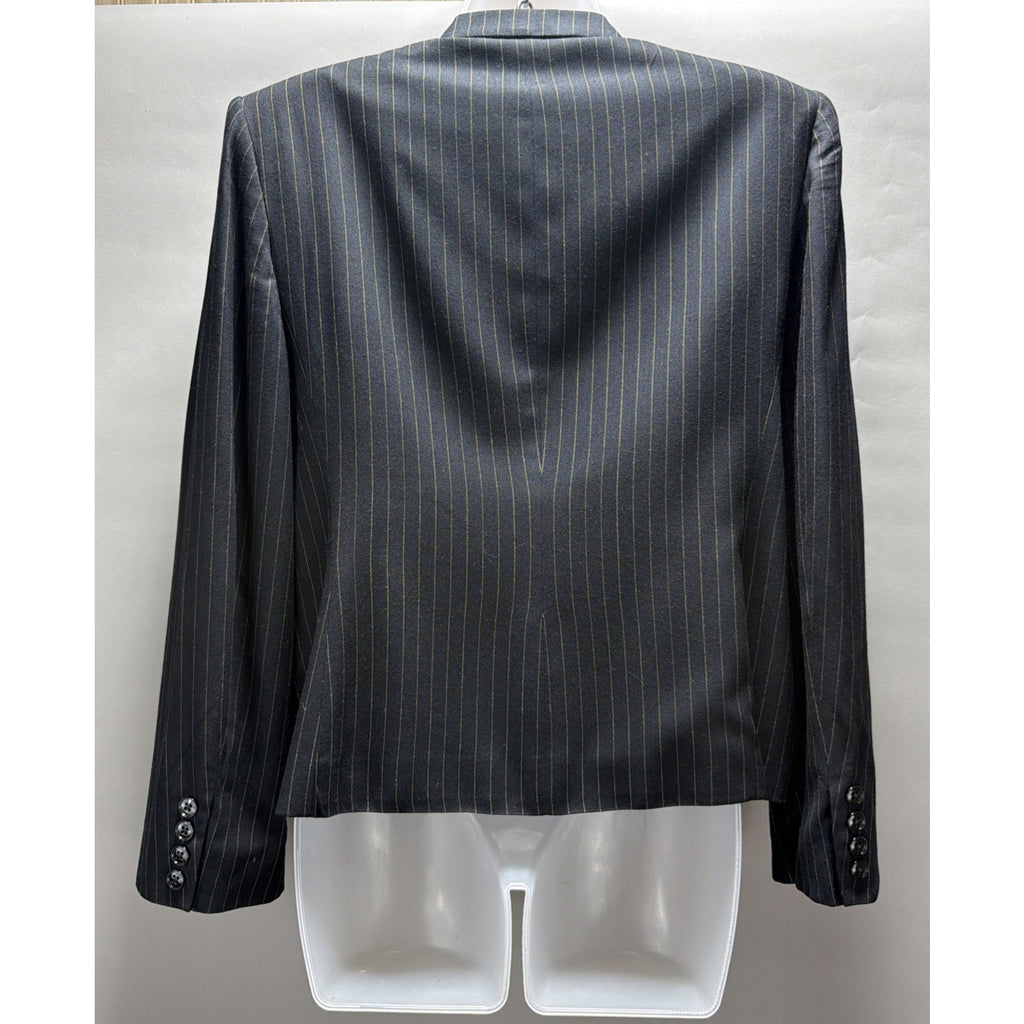 Vtg Lauren Ralph Lauren Blazer Pinstripe Made USA Black Single Button Womens