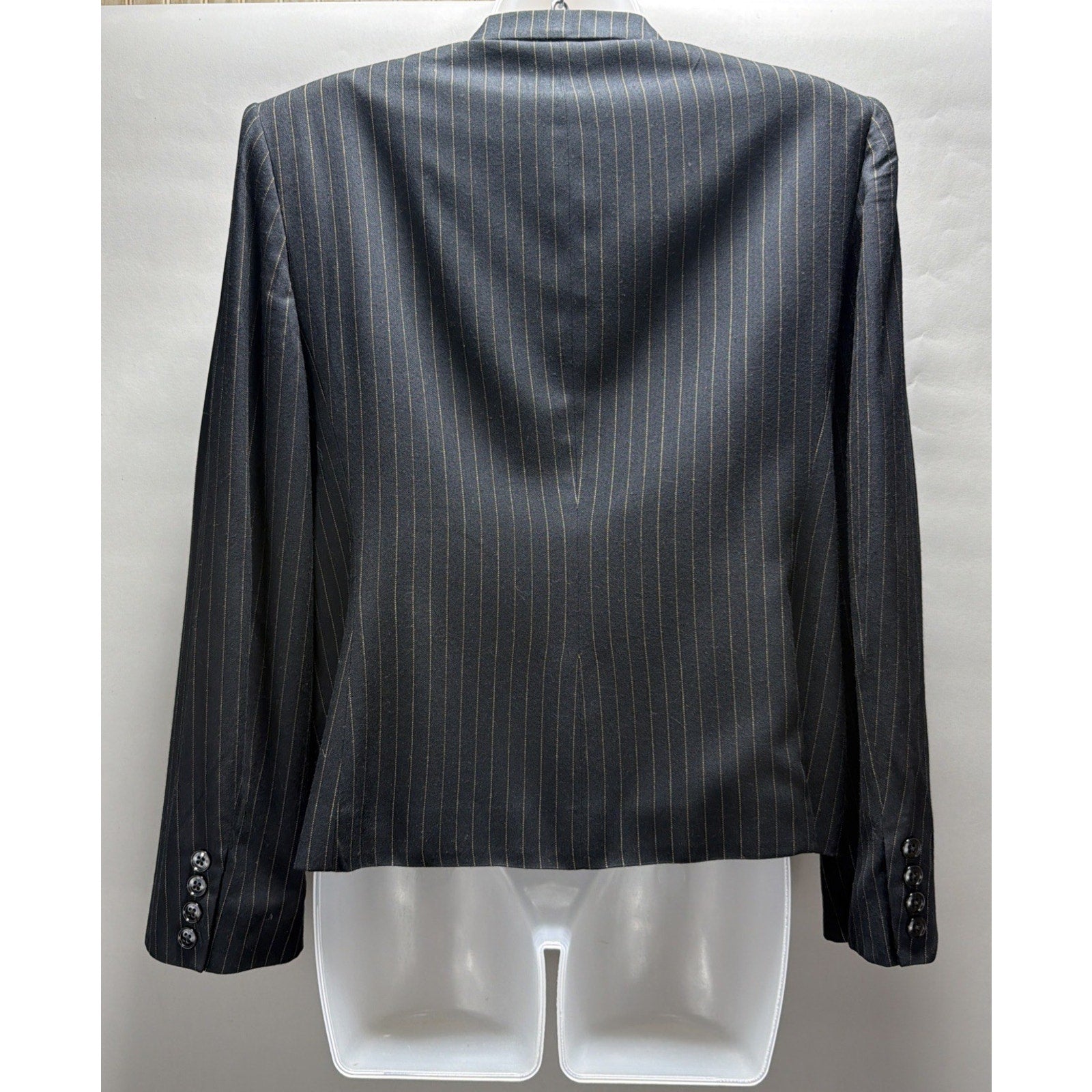 Vtg Lauren Ralph Lauren Blazer Pinstripe Made USA Black Single Button Womens