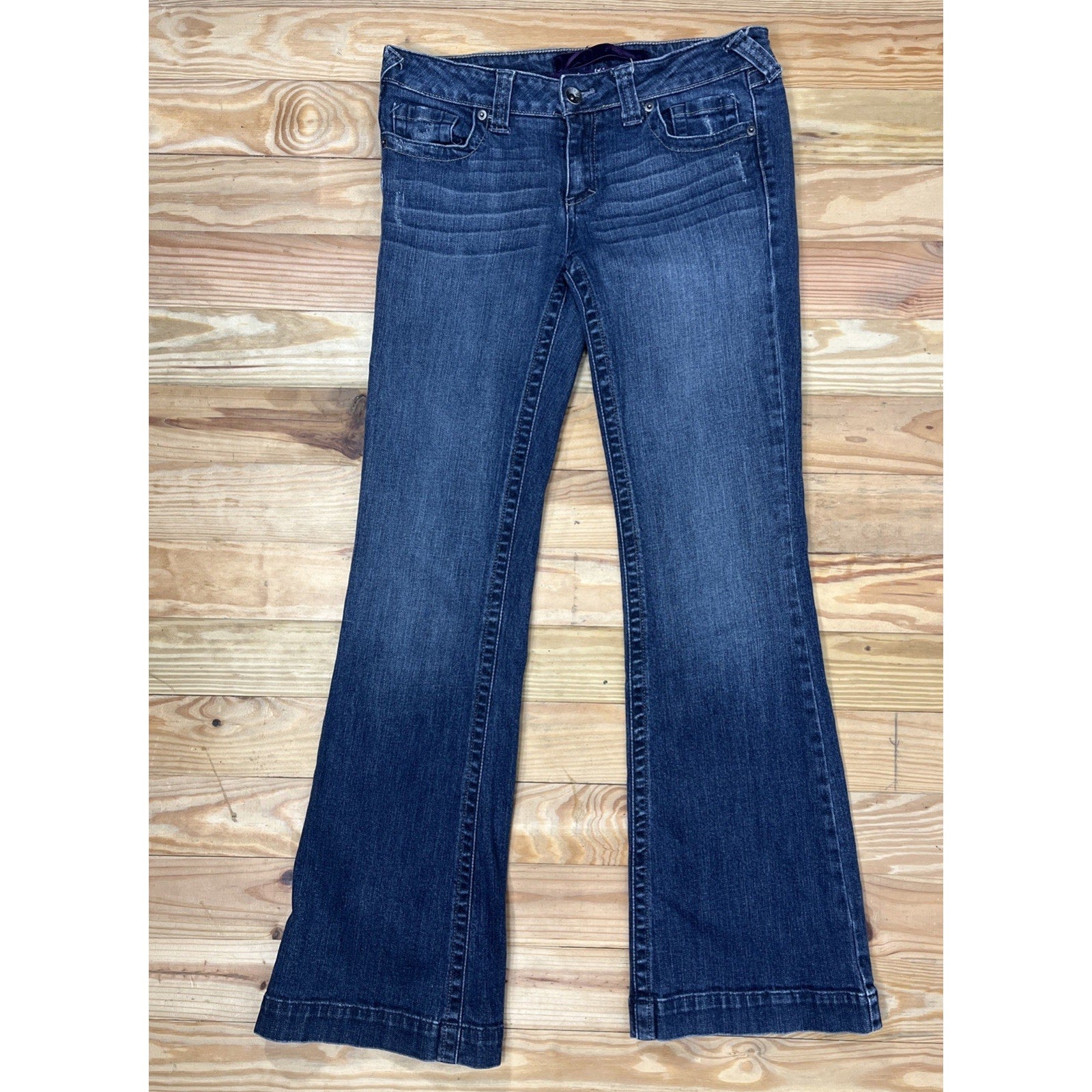 Women Size 9R Refuge Low Rise Blue Flare Denim Jeans Stretch