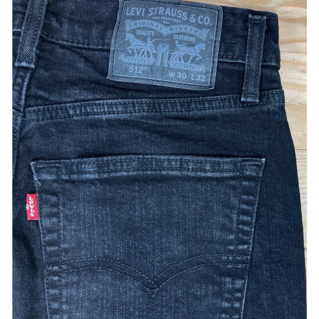 Levi's 512 Slim-Taper Stretch Fit Men's Size 30 x 32 Black Denim Jeans