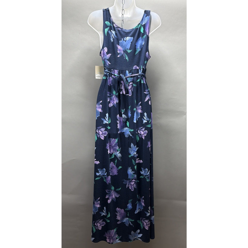 NWT Womens A Glow Maternity Tied Maxi Dress Size Medium Floral Long Stretch