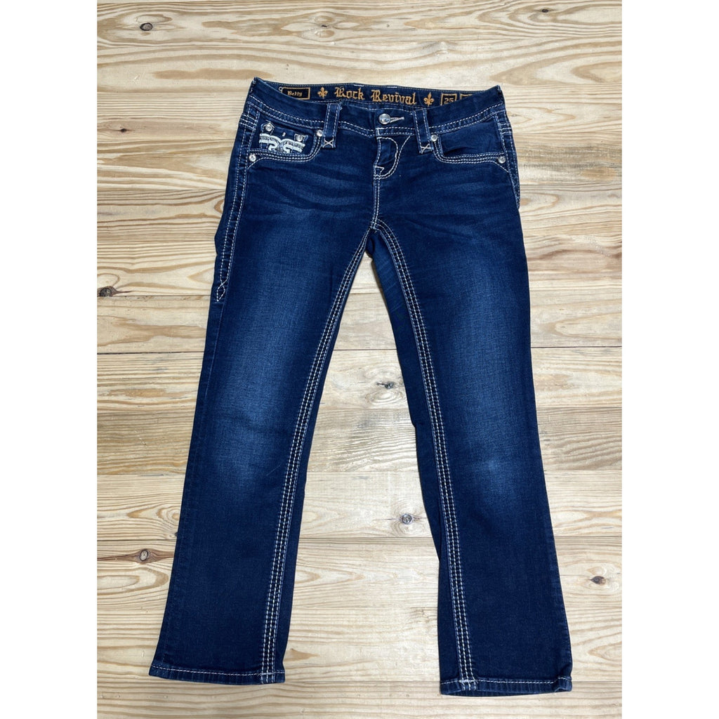 Women's Rock Revival Jeans Size 25 Betty Crop Cut Dark Wash