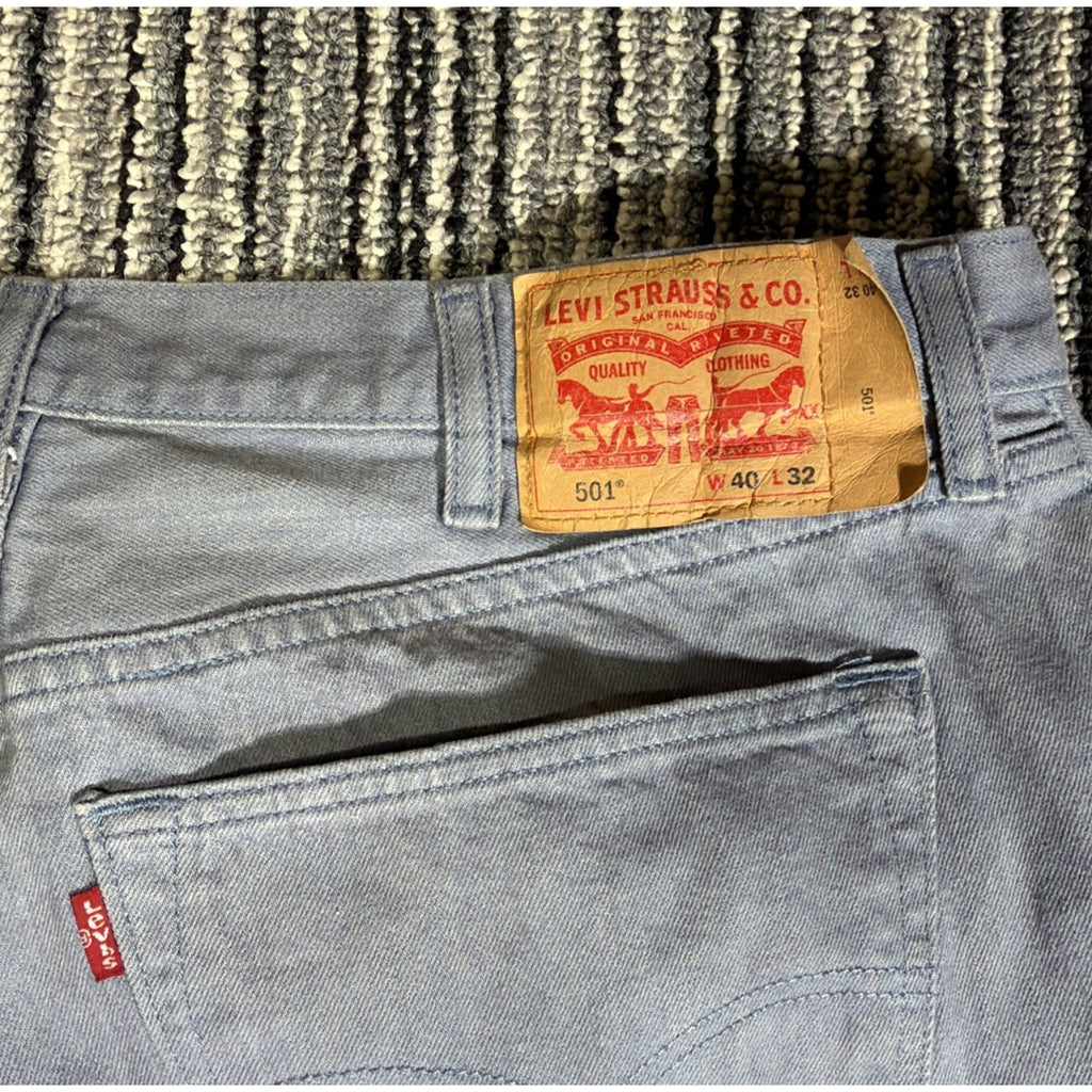 Levi's 501 Men's Gray Blue Straight Button Fly Jeans 40x32 Actual 38x30 Workwear