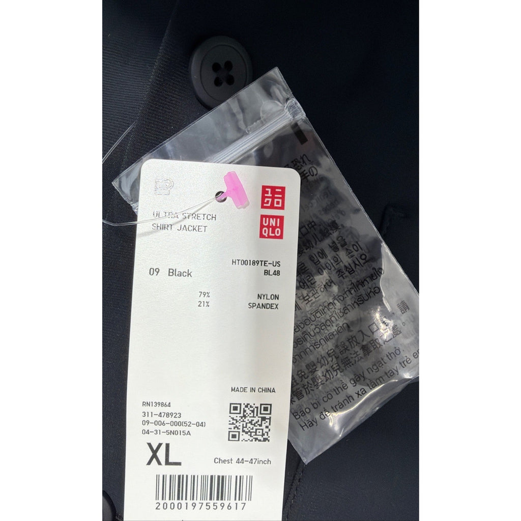 Uniqlo Ultra Stretch Shirt Jacket Pockets Black XL New