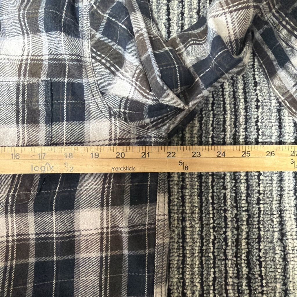 Eddie Bauer Shirt Blue Brown Plaid Flannel Mens Size Medium Outdoor Casual