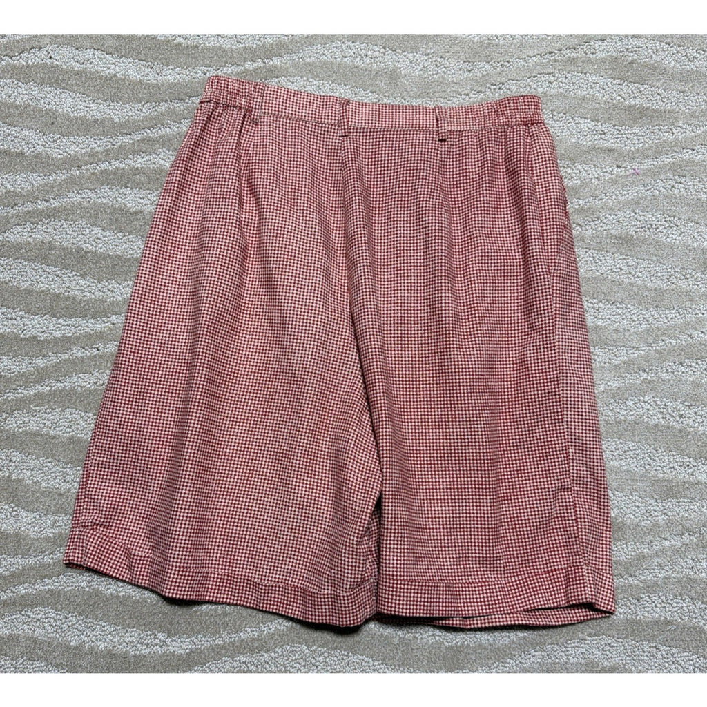 Vintage 80s Heirloom High Rise Mom Shorts Red Houndstooth Made In USA 12 30x8