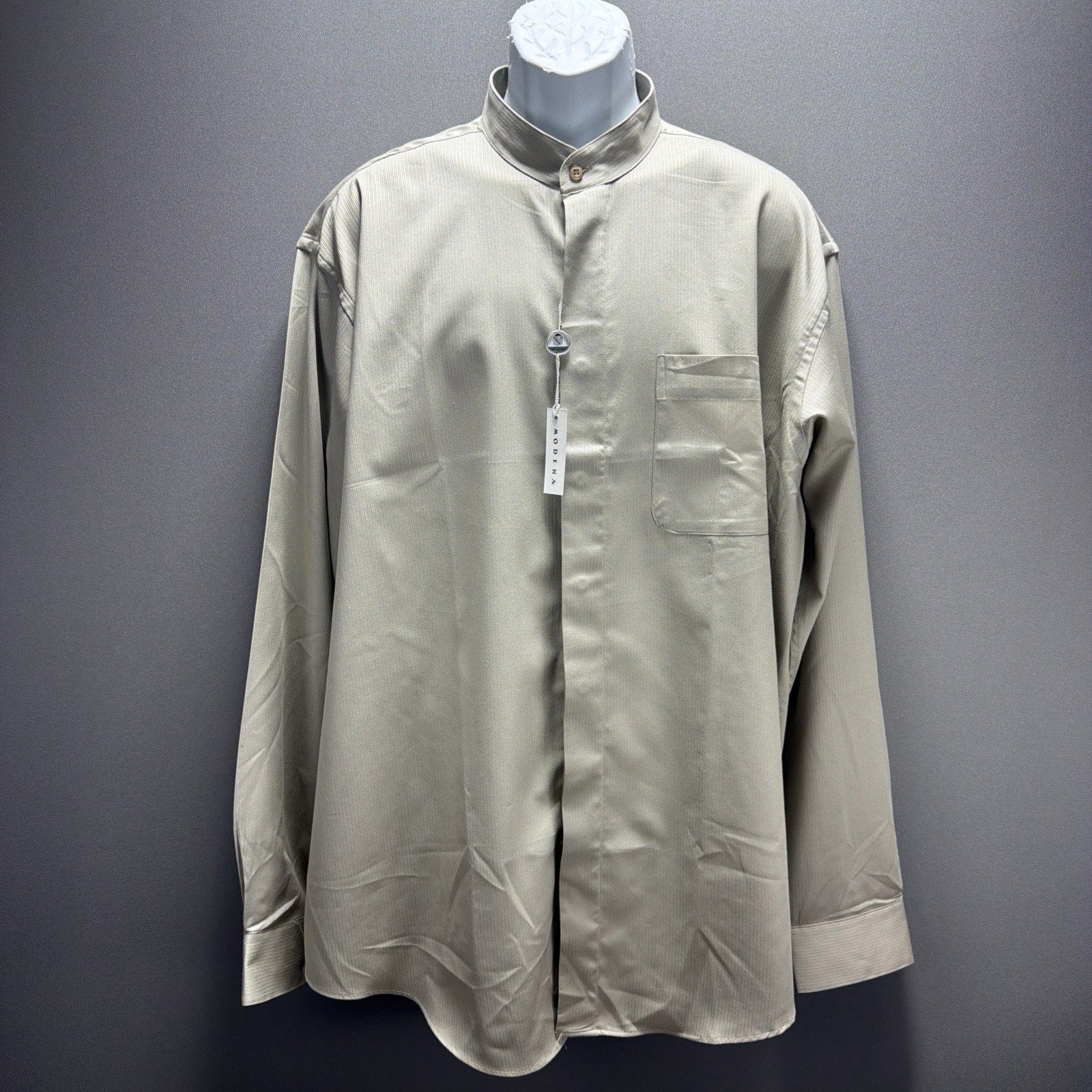 Vintage Modena Uomo Regular Fit Dress Shirt Hidden Button Size XL Tall