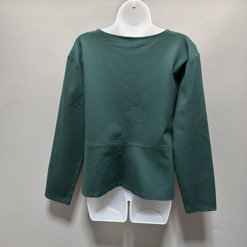 Anne Klein Womens L Green Knit Top NWT Boat Neck Long Sleeve Stretch Blouse