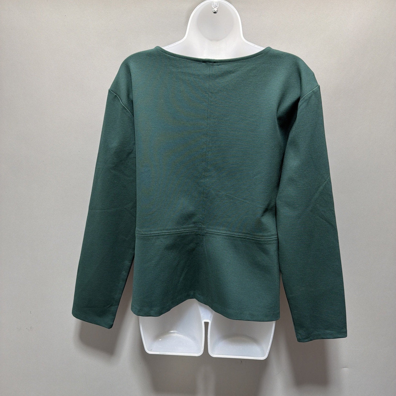 Anne Klein Womens L Green Knit Top NWT Boat Neck Long Sleeve Stretch Blouse