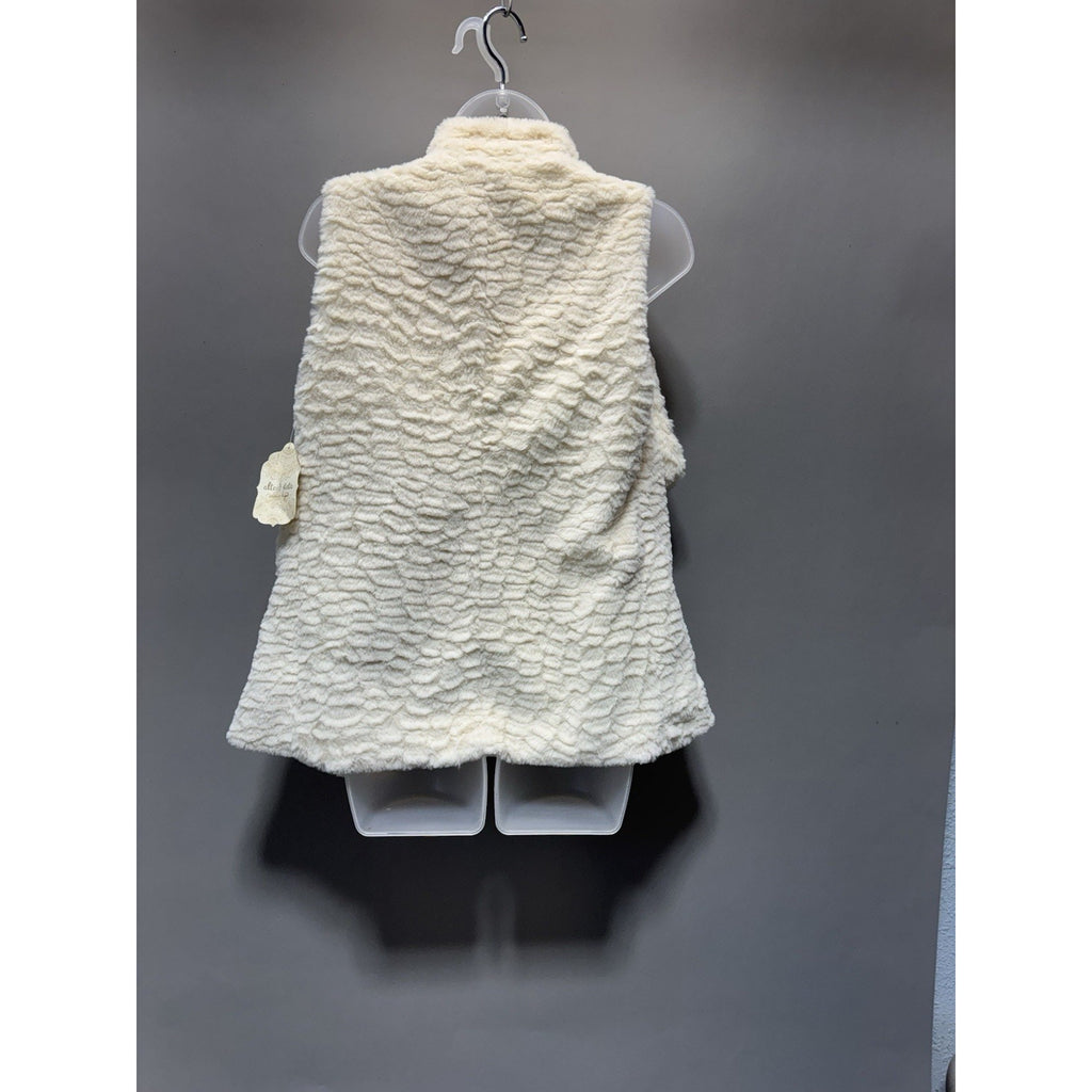 Altar’d State Faux Fur Vest Womens Small Ivory Cream Open Front Cozy Soft Boho