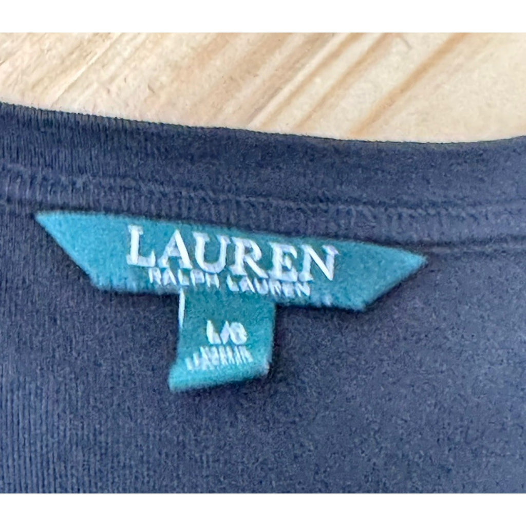 Ralph Lauren Black V-neck 1/2 Sleeve Rolled Cuff Pullover Women’s Size Large