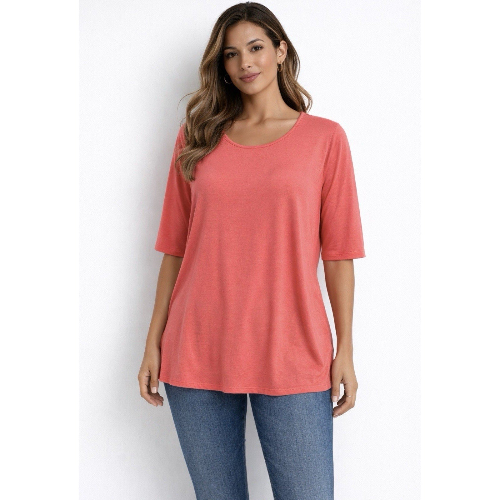 Apt. 9 Coral Elbow Sleeve Oversized Tee Top Women’s Large NEW with Tags