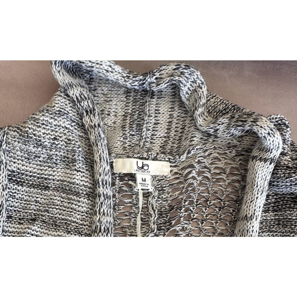 YA LOS ANGELES Open Front Short Sleeve Cardigan Gray Laced Knit Women’s Medium