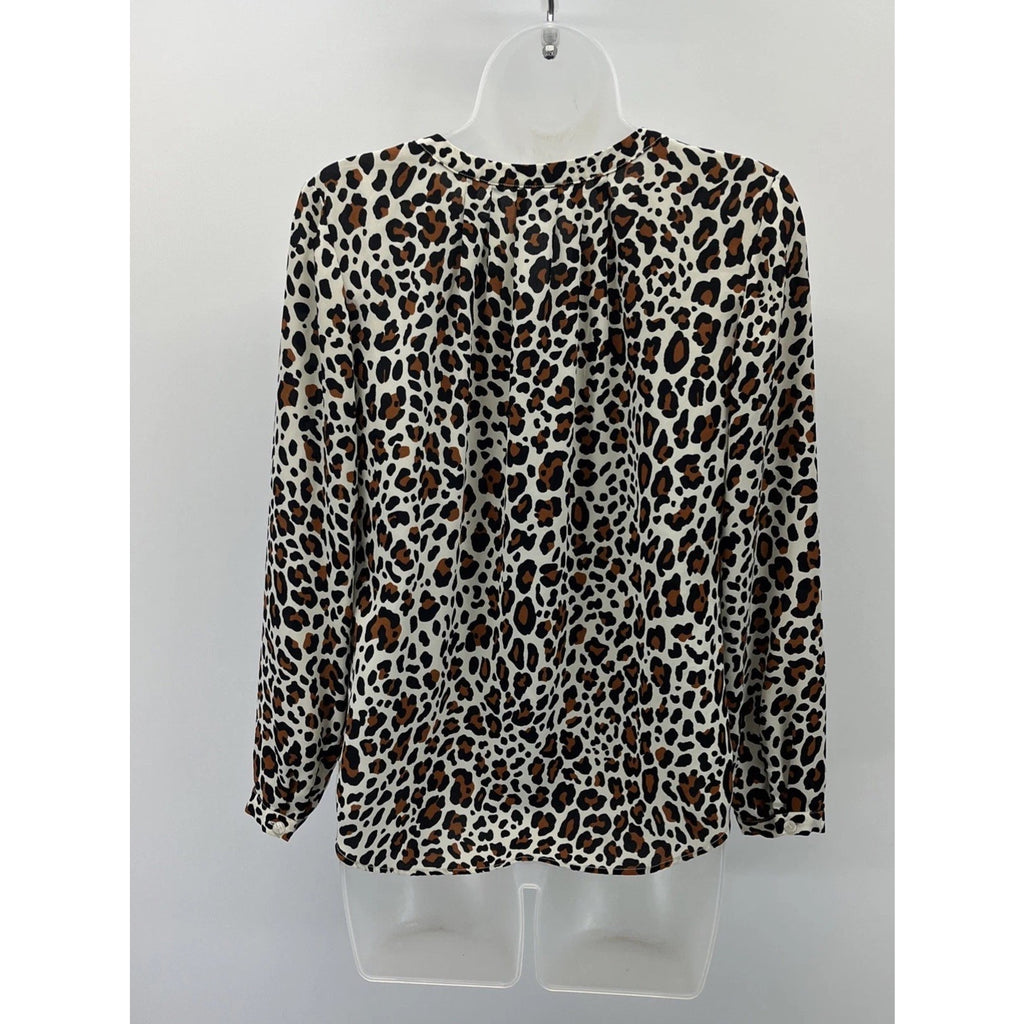 Talbots Plus Sz Small Petite leopard Popover blouse print top blouse tunic shirt