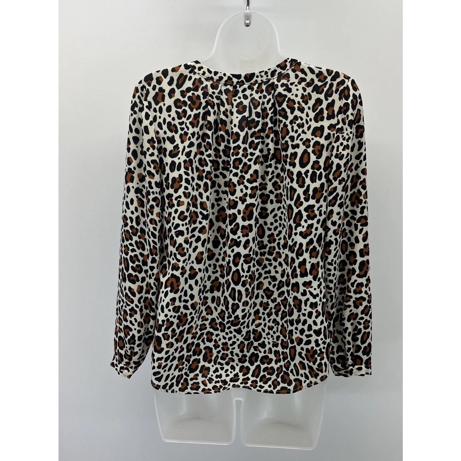 Talbots Plus Sz Small Petite leopard Popover blouse print top blouse tunic shirt