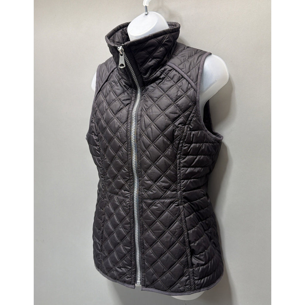 Marc New York Vest Women Small Brown Quilted Puffer Full Zip Gunmetal Outerwear