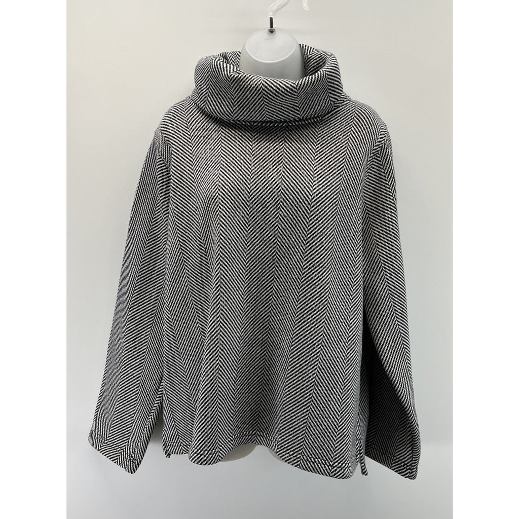 J.Crew Womens Sweatshirt Size 2X Long Sleeve Funnel Neck Herringbone