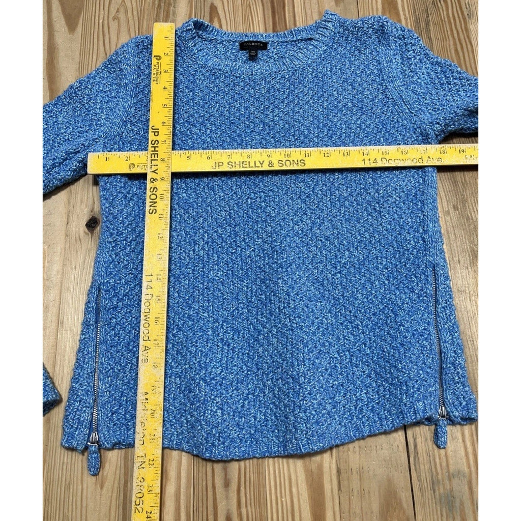 TALBOTS Baby Blue Long Sleeve Knit Sweater Size XS Side Zipper