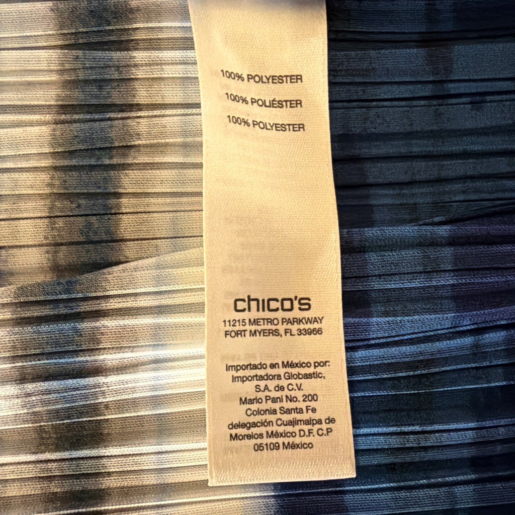Chico’s Collection Ocean Stripe Jacket Women’s XL Crinkle Satin Open Front NWT