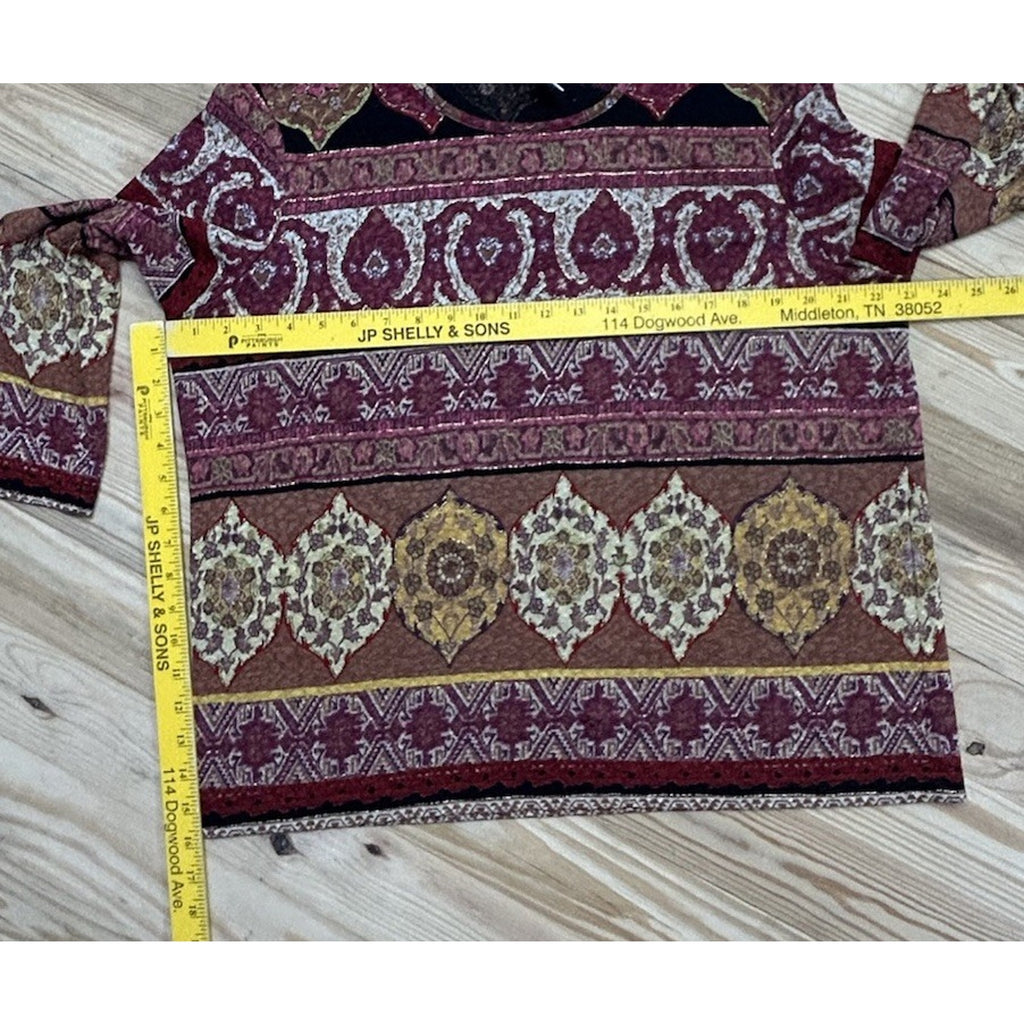 Napa Valley Womens Size XL Blk/Red Floral V-neck Stretch Top.