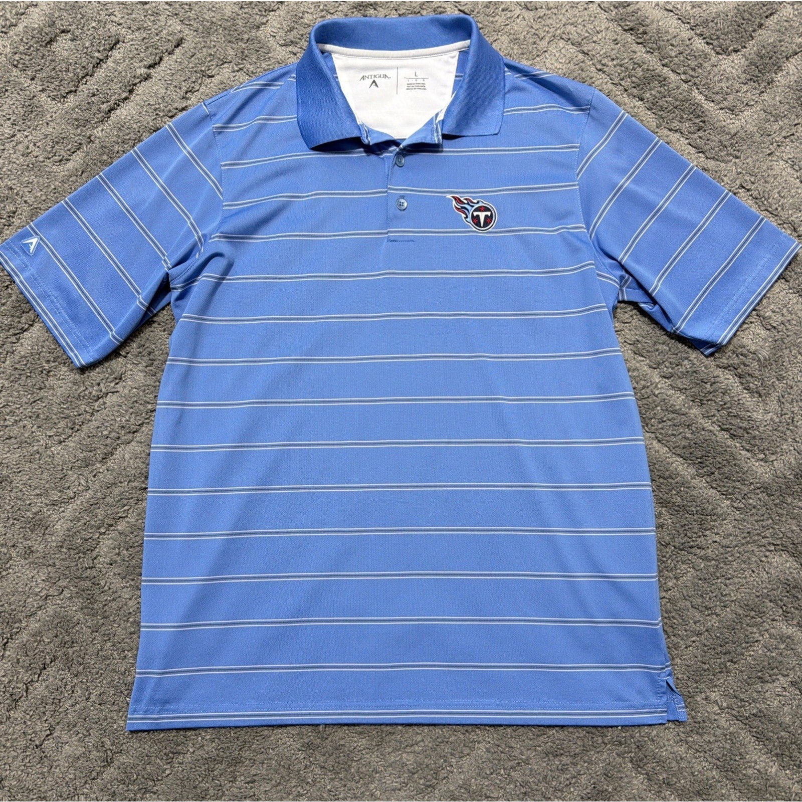 Tennessee Titans Polo Shirt Antigua Light Blue Short Sleeve Men Large 2013