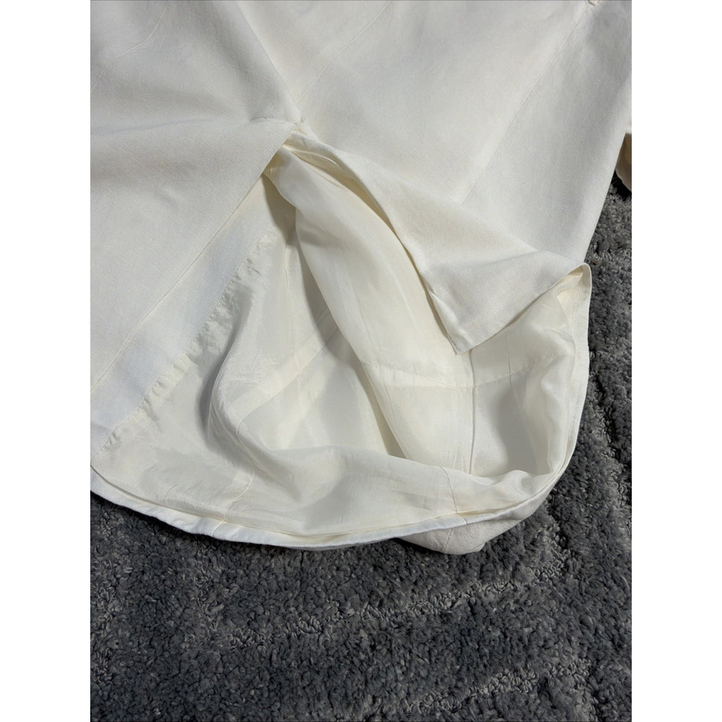 Women’s Annie Alexander Vintage Linen Blend White Lined Coat SZ 12