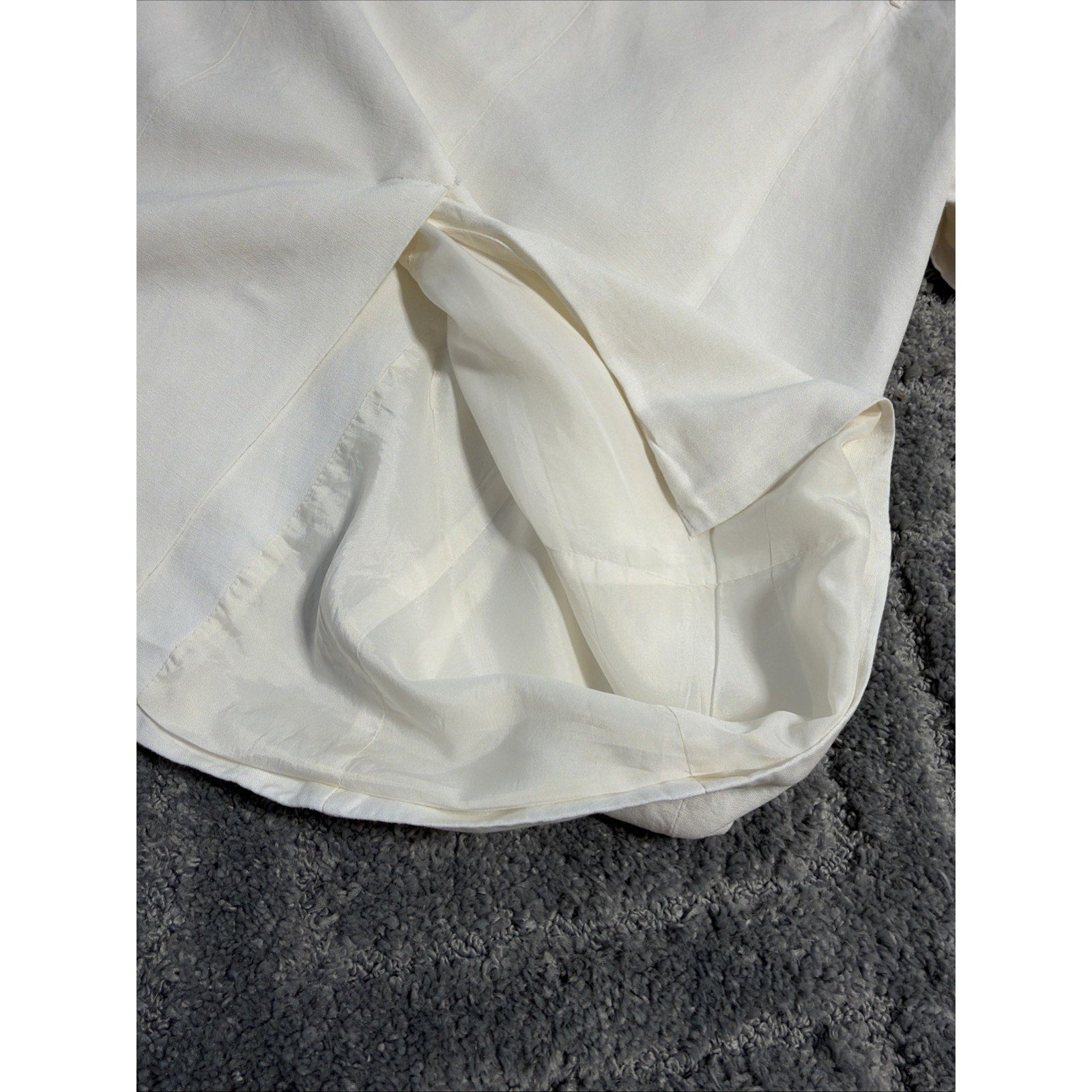 Women’s Annie Alexander Vintage Linen Blend White Lined Coat SZ 12